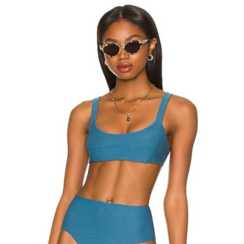 L*Space Jess Oceanside Blue Bikini Top Size L NWT Designer Swimwear